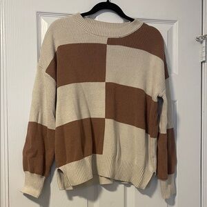 Jessica Simpson Cream and Brown Block Sweater